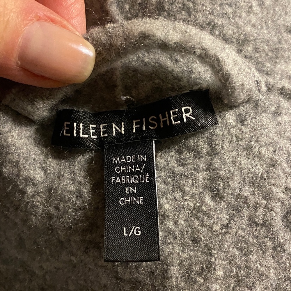 Eileen Fisher 💯 Wool Beautiful Wrap Sweater Jacket Pockets Excellent Condition - Picture 10 of 14